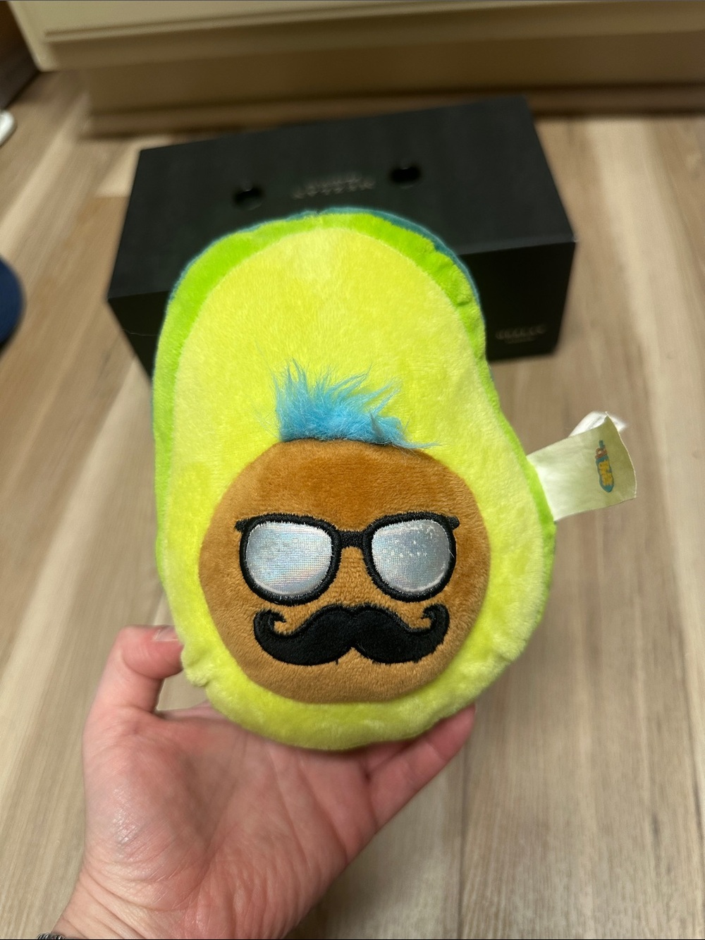 Good Stuff Funky Avocado Plush Toy with Mustache, Glasses & Blue Hair - 7"
